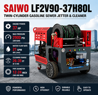 Machine de nettoyage de canalisations à distance 200 bars, équipement de débouchage de canalisations et de tuyaux avec moteur essence bicylindre 37 CV, 84 L/min