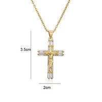 Collier pendentif croix rétro punk avec zircon unique, style européen américain, design en cuivre et bambou, clavicule, cadeau unisexe
