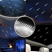 6W Meteor 240 Stück*0,03 Zoll*9,84 Fuß Sternenlicht-Deckenbeleuchtungsset 12 LEDs APP/Fernbedienung/Sound-Sensor-Steuerung + DC-Stromverteilerkabel Kunststoff