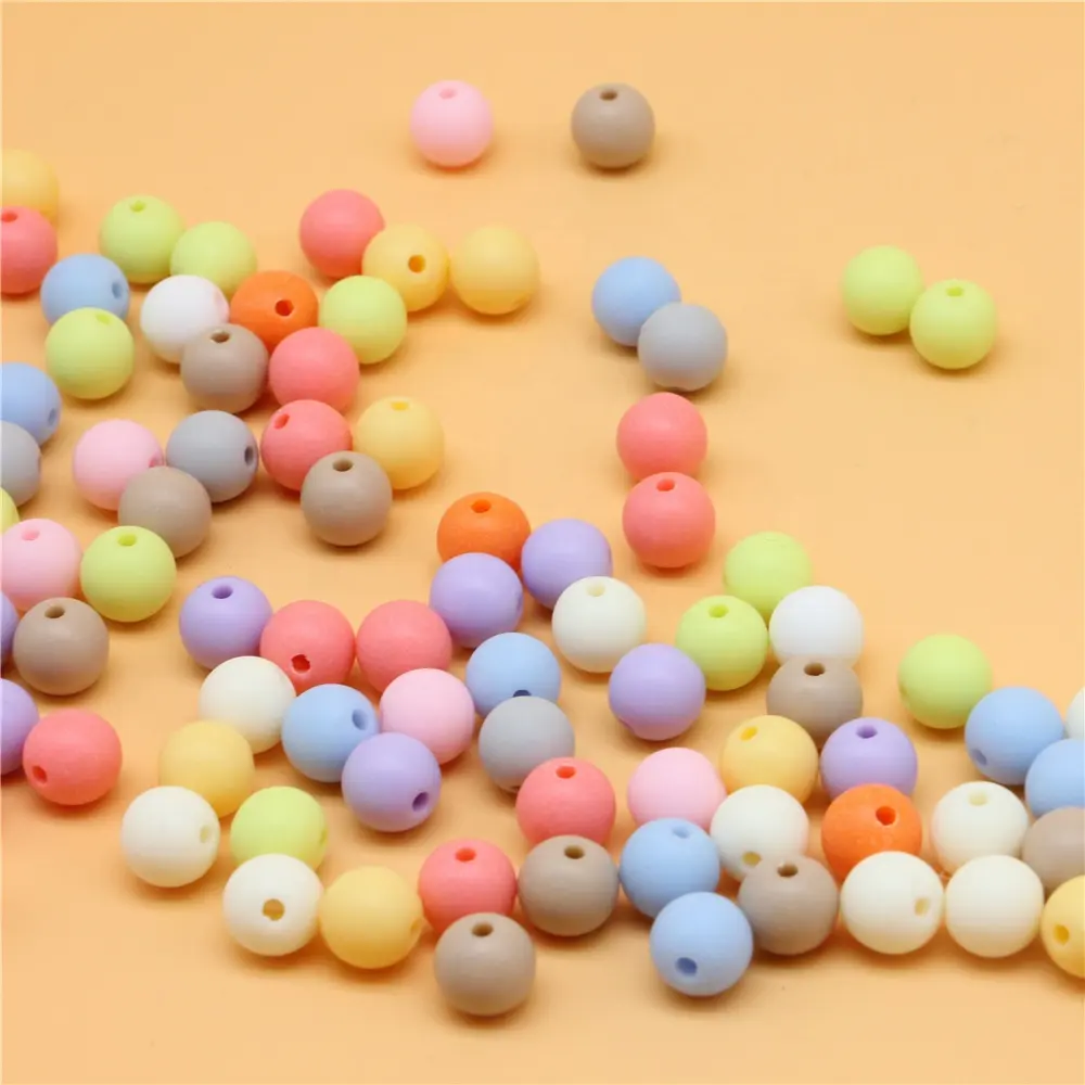 Best Selling Wholesale Products 8 mm Plastic Acrylic Matte Frosted Round Colorful Candy Beads for Jewelry Making Quantity Loose