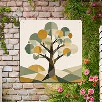 Panneau mural carré en aluminium à motif arbre géométrique, plaque métallique décorative