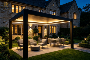 Pergola moderne en aluminium RKOVE RK-E1, revêtement poudré noir, structure rectangulaire pour jardin extérieur, résistante aux intempéries - Product Image 5