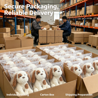 Boneka Anjing Plushie Custom, Lembut, Berbulu Keriting, Berbintik, untuk Hadiah dan Dekorasi Rumah