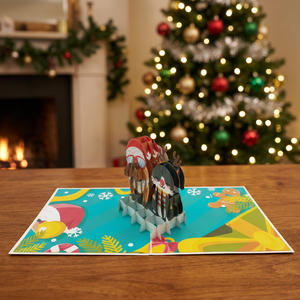 Carte de vœux de Noël pour chien et chat, vente en gros, découpe au laser, faite à la main, design Kirigami, papier de haute qualité, carte 3D, Viet-Craft - Product Image 5
