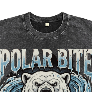 New Wholesale Custom Trendy Polar Bear Design Print T-shirt for <b>Men</b> Cotton Acd Wash Garment Dye Tees Clothing Hot Supplier - Product Image 3