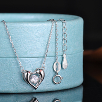 Longueur réglable S925 Sterling Silver Lady Collier Double Dauphin Incrusté d'Amour Esprit Zircon Style Mignon pour les Mariages
