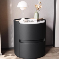Table de chevet moderne intelligente la plus vendue avec cadre en bois, sangles en cuir, 2 tiroirs et éclairage LED pour chambre d'appartement