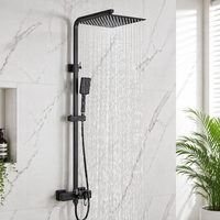 Robinet de salle de bain thermostatique intelligent GAPPO chaud/froid, ensemble de douche carré noir et or en laiton