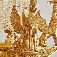 Lustre en cristal de luxe vintage de style français pour villa duplex avec mezzanine, corps doré et éclairage LED pour salon à deux étages