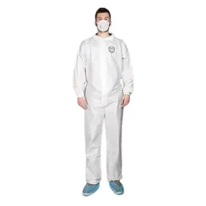 2024 sıcak satış En 14126 tıbbi gömlek Chemikalienschutz genel tek kullanımlık beyaz mikro gözenekli tulum ile fermuar