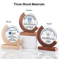 Trophée personnalisé en bois massif avec base ovale en bois, design multi-formes, pour retraite, employé, champion, reconnaissance d'équipe