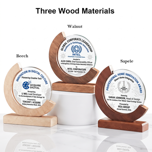 Trophée personnalisé en bois massif avec base ovale en bois, design multi-formes, pour retraite, employé, champion, reconnaissance d'équipe - Product Image 4
