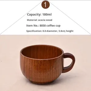 Taza de café de madera maciza Vintage creativa personalizada con mango antiescaldado, descuento a granel para tazas y platillos de té - Product Image 6