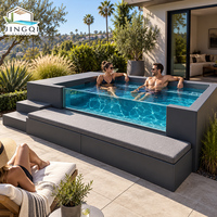 Resorts Villen Grauer Jacuzzi Spa Schwimmbecken Luxus-Familien-Garten Erwachsenen-Sofa-Lounge-Set Fiberglas Oberirdischer Swimmingpool