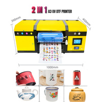 Impresora A3 UV DTF Impresora 2 en 1 Impresora de pegatinas Cabezales dobles Máquina de impresión de pegatinas en relieve a prueba de polvo y agua