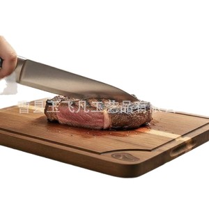 Juego de 3 tablas de cortar de acacia con acabado de cera de abejas no tóxica, bloques de madera para cortar en la cocina, rectangulares, color madera natural - Product Image 5