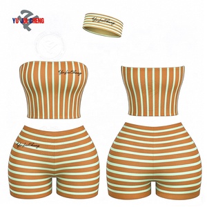 Conjunto <span class=keywords><strong>de</strong></span> 2 piezas personalizado: Top <span class=keywords><strong>de</strong></span> tubo y shorts con diadema a juego, ropa <span class=keywords><strong>de</strong></span> descanso <span class=keywords><strong>de</strong></span> algodón <span class=keywords><strong>para</strong></span> verano, trajes <span class=keywords><strong>de</strong></span> dos piezas <span class=keywords><strong>para</strong></span> mujer, camisa a rayas <span class=keywords><strong>para</strong></span> mujer - Product Image 5