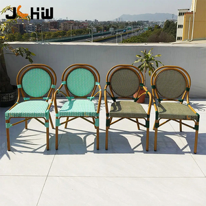 Ensemble de mobilier de patio en maille Teslin avec cadre en aluminium, style <span class=keywords><strong>bistrot</strong></span> français, <span class=keywords><strong>table</strong></span> et chaises de restaurant durables, prix d'usine - Product Image 3