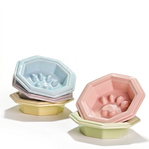 Ciotola in Ceramica per Cani e Gatti Anti-Soffocamento e Anti-Ribaltamento, 20cm, Motivo a Zampa, Antibatterica, Facile da Pulire, per Acqua e Cibo, OEM - Product Image 1
