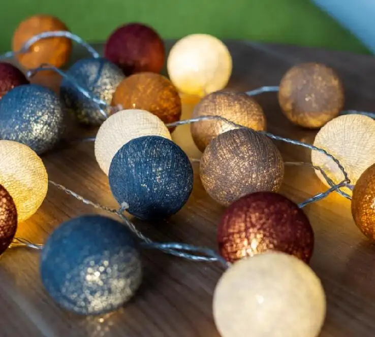 Newish-Bola de algodón alimentada por USB o batería, guirnalda de luces, decoración para Navidad, dormitorio, fiesta de boda