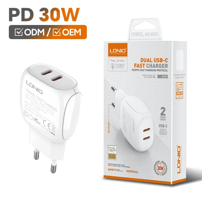 LDNIO Q233 Handy 2 Port Travel USB Ladegerät Adapter EU Stecker USB Wall Charger Block für Apple iPhone