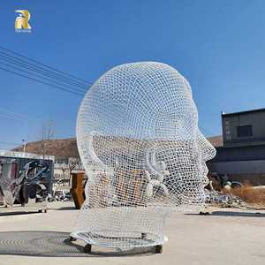 גדול מודרני חיצוני ציון דרך מופשט חוט נירוסטה חוט ראש רשת - Product Image 4