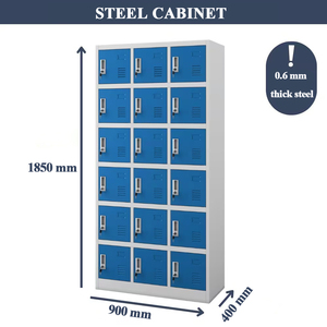 Metaal opbergkast met 18 laden voor kleding, documenten, werkplaatsen, bedrijven, school, ziekenhuis, sportschool, badkamer, buiten. - Product Image 2