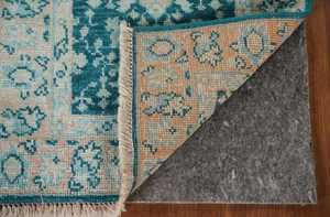 Tapis moderne 5x8 Teal Oushak Accent Tapis fait à la main en coton oriental colorant végétal abstrait pour la prière d'exercice à domicile pour l'entrée - Product Image 3