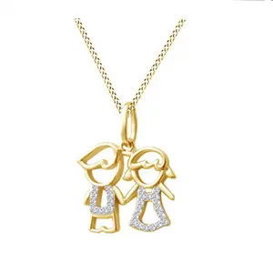 Fils fille deux enfants jumeaux pendentif bijoux de famille 14k or en acier inoxydable Zircon collier garçon et fille