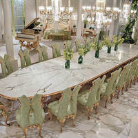 OE-FASHION 24 personnes Italien élégant mobilier de salle à manger antique palais de luxe sculpture sur bois longue table à manger et chaise ensemble