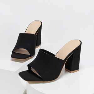 Mules à plateforme double couche pour femme, nouvelle mode 2023, talon épais, en laine tricotée, sandales confortables pour la marche - Product Image 6