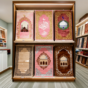 Turkish Muslim Square Washable <b>Prayer</b> <b>Mat</b> Printed Velvet Rug-Luxury Simple Long Design Polyester Material 70x110cm - Product Image 2