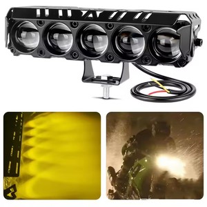 Xe Máy 5 Ống Kính Spotlight Trắng Vàng Cao Thấp Chùm 28W 3570 LED Đèn Pha Phụ Trợ Lái Xe Đèn Phổ Moto Phụ Kiện - Product Image 4