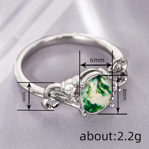 Anillo de Jade en Forma de Corazón A260, Plata 925, Corte Ovalado, Engaste de Garras, Anillos de Compromiso con Piedras Preciosas para Mujer - Product Image 4