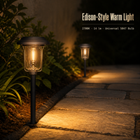 Lampe solaire de jardin pour allée, lumière blanche chaude douce 2700K, IP65, contrôlée par capteur, pour extérieur