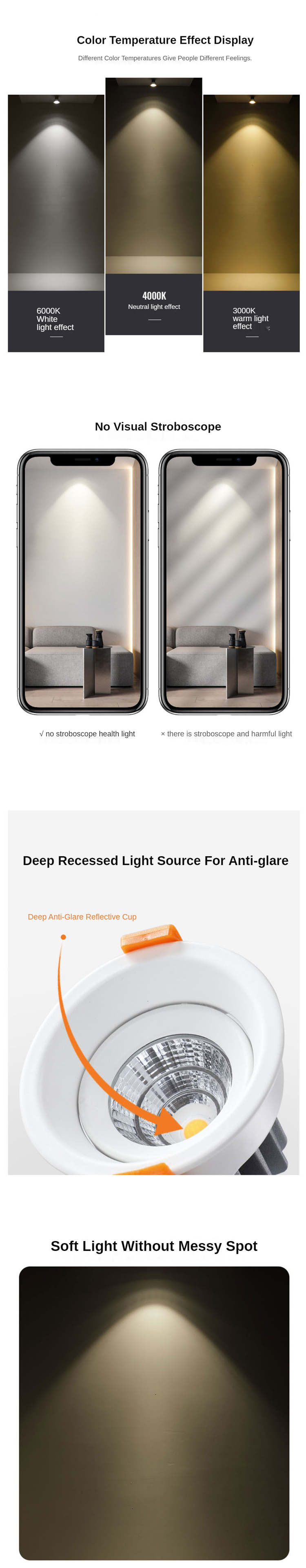 5Years Recessed Adjustable White COB Spotlight