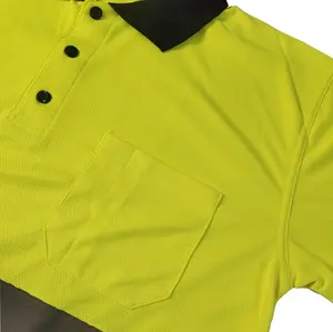 CE ANSI Construction Warning Workwear Uniform Reflective Hi Viz Vis Mesh Safety Short Sleeve Moisture Wicking Polo Shirt