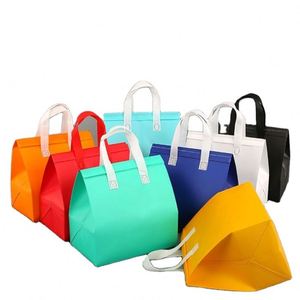 Sac isotherme personnalisé de luxe réutilisable et écologique en non-tissé, grande capacité, avec impression de lettres, pour la livraison de repas en restaurant - Product Image 2