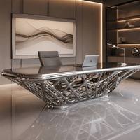 Artisanat métallique en forme de bureau, forgé à la main, poli miroir, en acier inoxydable de luxe, design tendance, personnalisé pour bureau et hôtel