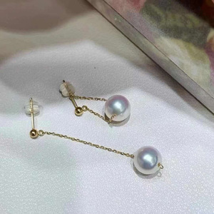 S925 <b>Silver</b> DIY <b>Pearl</b> Accessories 7-10mm Round Beads 21241 Full Hole <b>Silver</b> Jewelry <b>Earrings</b> with Empty Tray and Earnail - Product Image 2
