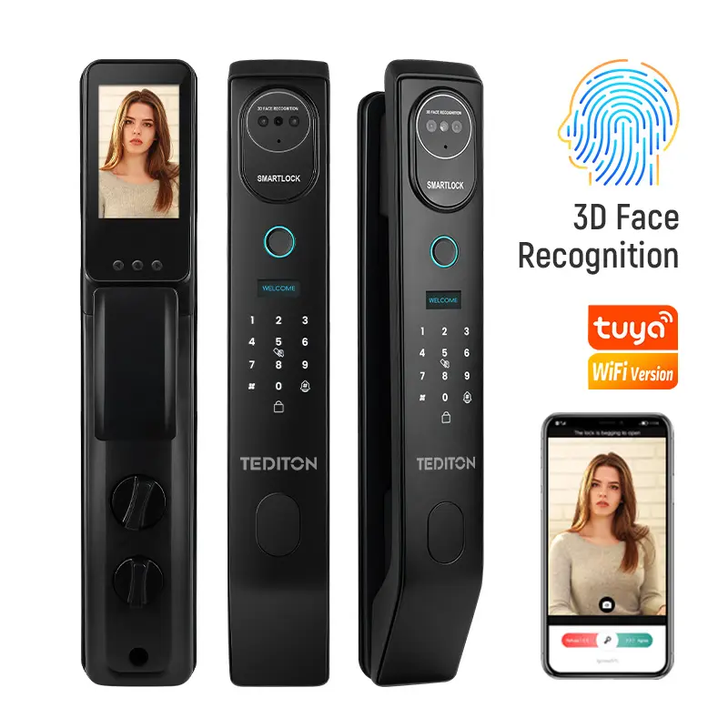 Tediton chapas inteligentes электронное умное приложение push pull lock touch biometria внешний Wi-Fi отпечаток пальца tuya fechadura digital