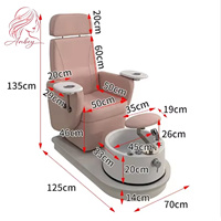 Fauteuil de pédicure électrique de luxe rose sans plomberie, fauteuil de massage rotatif pour spa des pieds, mobilier personnalisé pour salon de manucure