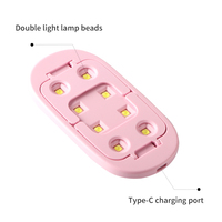 SNRQI rose Mini Séchoir à Lampe à Ongles UV LED, Salon Portable Multi-Usage 8W 8-LED Séchage Facile Tout Gel de Vernis à Ongles, Pack de Logo Personnalisable