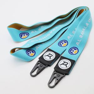 Cordons de cou élastiques personnalisés avec patch en PU et mousqueton, porte-clés, porte-badge pour employés d'entreprise - Product Image 1