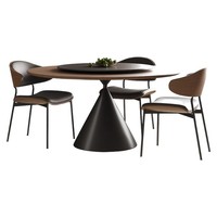Ensemble de table et chaises à manger en bois écologiques modernes pour six personnes, table à manger rotative en bois massif