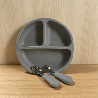 Ensemble repas pour tout-petits, première étape de l'alimentation, assiette pour bébé résistante à la chaleur, compatible micro-ondes, avec cuillère et fourchette