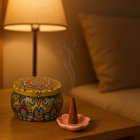 Bougie artisanale écologique de qualité supérieure, emballée dans une boîte en métal, pour la méditation, la purification de l'air, la décoration de la maison, la chambre à coucher, le bureau