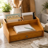 Organisateur de bureau vintage en bois avec tiroir, trieur de courrier, rangement de bureau, organisateur de salle de bricolage, en bois de pin
