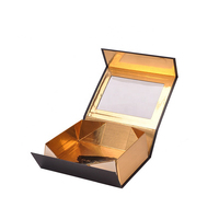Caja de Regalo Transparente con Ventana, de Cartón Rígido, con Recubrimiento UV y Lámina Dorada, para Ramos de Flores, Estilo Moderno