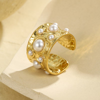 2025 Damen Vintage Schmuck verstellbarer offener Ring Titans tahl plattiert 18 Karat Gold eingelegt Zirkon breiter Ring